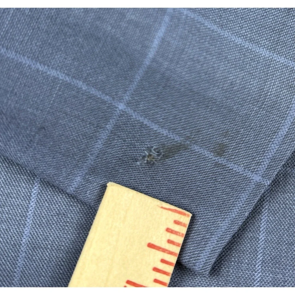 Calvin Klein 44L Blue Windowpane 100% Wool Sport Coat Blazer 2 Button Jacket